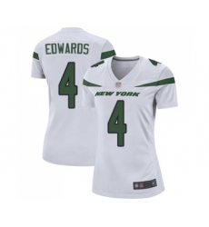 Women's New York Jets #4 Lac Edwards Game White Football Jersey