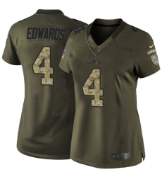 Women's Nike New York Jets #4 Lac Edwards Elite Green Salute to Service NFL Jersey
