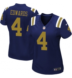 Women's Nike New York Jets #4 Lac Edwards Elite Navy Blue Alternate NFL Jersey