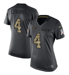 Women's Nike New York Jets #4 Lac Edwards Limited Black 2016 Salute to Service NFL Jersey