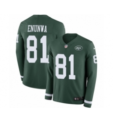 Men's Nike New York Jets #81 Quincy Enunwa Limited Green Therma Long Sleeve NFL Jersey