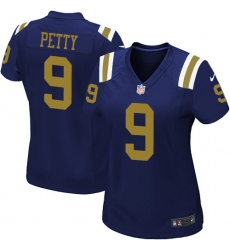 Women's Nike New York Jets #9 Bryce Petty Elite Navy Blue Alternate NFL Jersey