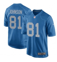 Men's Nike Detroit Lions #81 Calvin Johnson Game Blue Alternate NFL Jersey