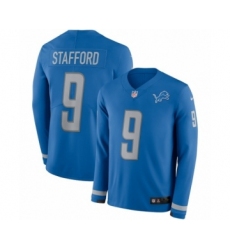 Youth Nike Detroit Lions #9 Matthew Stafford Limited Blue Therma Long Sleeve NFL Jersey