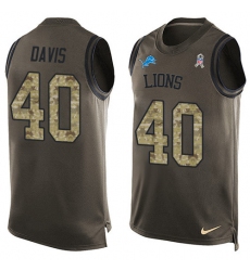 Men's Nike Detroit Lions #40 Jarrad Davis Limited Green Salute to Service Tank Top NFL Jersey
