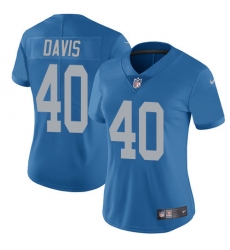 Women's Nike Detroit Lions #40 Jarrad Davis Elite Blue Alternate NFL Jersey