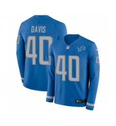 Youth Nike Detroit Lions #40 Jarrad Davis Limited Blue Therma Long Sleeve NFL Jersey