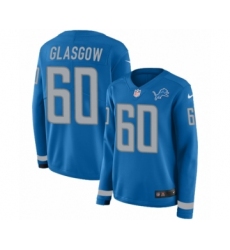 Women's Nike Detroit Lions #60 Graham Glasgow Limited Blue Therma Long Sleeve NFL Jersey