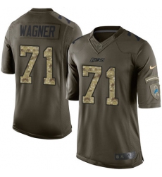 Men's Nike Detroit Lions #71 Ricky Wagner Elite Green Salute to Service NFL Jersey
