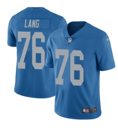 Men's Nike Detroit Lions #76 T.J. Lang Elite Blue Alternate NFL Jersey
