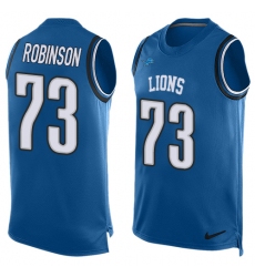 Men's Nike Detroit Lions #73 Greg Robinson Limited Light Blue Player Name & Number Tank Top NFL Jersey