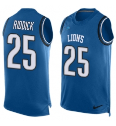 Men's Nike Detroit Lions #25 Theo Riddick Limited Light Blue Player Name & Number Tank Top NFL Jersey