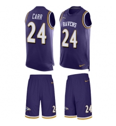 Men's Nike Baltimore Ravens #24 Brandon Carr Limited Purple Tank Top Suit NFL Jersey