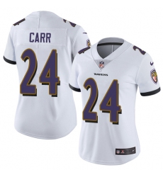 Women's Nike Baltimore Ravens #24 Brandon Carr Elite White NFL Jersey
