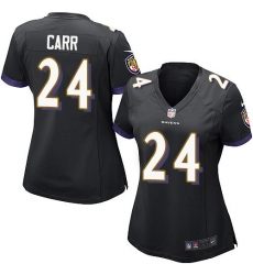Women's Nike Baltimore Ravens #24 Brandon Carr Game Black Alternate NFL Jersey