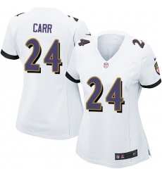 Women's Nike Baltimore Ravens #24 Brandon Carr Game White NFL Jersey
