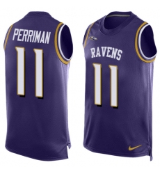 Men's Nike Baltimore Ravens #11 Breshad Perriman Limited Purple Player Name & Number Tank Top NFL Jersey