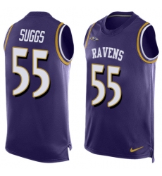 Men's Nike Baltimore Ravens #55 Terrell Suggs Limited Purple Player Name & Number Tank Top NFL Jersey