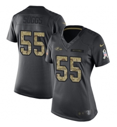 Women's Nike Baltimore Ravens #55 Terrell Suggs Limited Black 2016 Salute to Service NFL Jersey