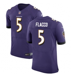 Men's Nike Baltimore Ravens #5 Joe Flacco Elite Purple Team Color NFL Jersey