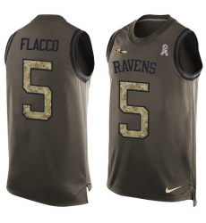 Men's Nike Baltimore Ravens #5 Joe Flacco Limited Green Salute to Service Tank Top NFL Jersey