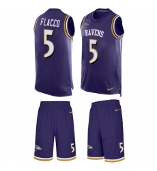 Men's Nike Baltimore Ravens #5 Joe Flacco Limited Purple Tank Top Suit NFL Jersey