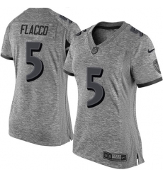 Women's Nike Baltimore Ravens #5 Joe Flacco Limited Gray Gridiron NFL Jersey