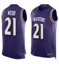 Men's Nike Baltimore Ravens #21 Lardarius Webb Limited Purple Player Name & Number Tank Top NFL Jersey