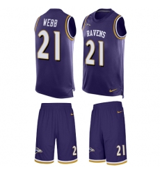 Men's Nike Baltimore Ravens #21 Lardarius Webb Limited Purple Tank Top Suit NFL Jersey