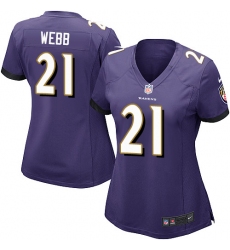 Women's Nike Baltimore Ravens #21 Lardarius Webb Game Purple Team Color NFL Jersey