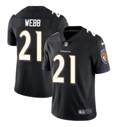 Youth Nike Baltimore Ravens #21 Lardarius Webb Elite Black Alternate NFL Jersey