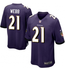 Youth Nike Baltimore Ravens #21 Lardarius Webb Game Purple Team Color NFL Jersey