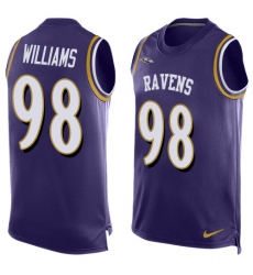 Men's Nike Baltimore Ravens #98 Brandon Williams Limited Purple Player Name & Number Tank Top NFL Jersey