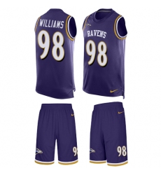 Men's Nike Baltimore Ravens #98 Brandon Williams Limited Purple Tank Top Suit NFL Jersey