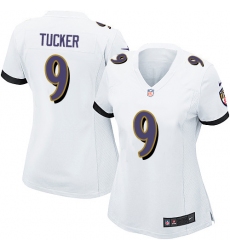 Women's Nike Baltimore Ravens #9 Justin Tucker Game White NFL Jersey