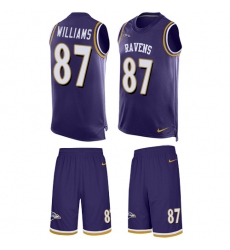 Men's Nike Baltimore Ravens #87 Maxx Williams Limited Purple Tank Top Suit NFL Jersey
