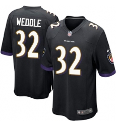 Men's Nike Baltimore Ravens #32 Eric Weddle Game Black Alternate NFL Jersey