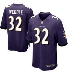 Men's Nike Baltimore Ravens #32 Eric Weddle Game Purple Team Color NFL Jersey