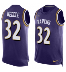 Men's Nike Baltimore Ravens #32 Eric Weddle Limited Purple Player Name & Number Tank Top NFL Jersey