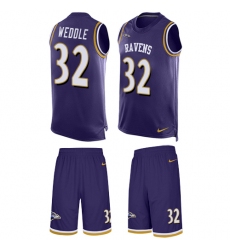 Men's Nike Baltimore Ravens #32 Eric Weddle Limited Purple Tank Top Suit NFL Jersey