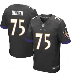 Men's Nike Baltimore Ravens #75 Jonathan Ogden Elite Black Alternate NFL Jersey