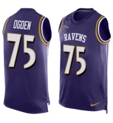 Men's Nike Baltimore Ravens #75 Jonathan Ogden Limited Purple Player Name & Number Tank Top NFL Jersey
