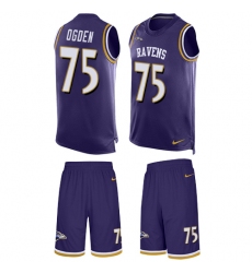 Men's Nike Baltimore Ravens #75 Jonathan Ogden Limited Purple Tank Top Suit NFL Jersey