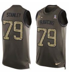Men's Nike Baltimore Ravens #79 Ronnie Stanley Limited Green Salute to Service Tank Top NFL Jersey
