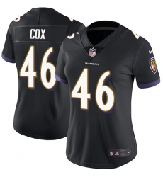Women's Nike Baltimore Ravens #46 Morgan Cox Elite Black Alternate NFL Jersey