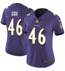 Women's Nike Baltimore Ravens #46 Morgan Cox Elite Purple Team Color NFL Jersey