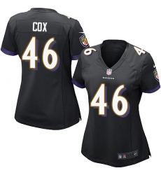 Women's Nike Baltimore Ravens #46 Morgan Cox Game Black Alternate NFL Jersey