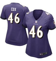 Women's Nike Baltimore Ravens #46 Morgan Cox Game Purple Team Color NFL Jersey