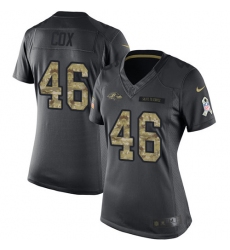 Women's Nike Baltimore Ravens #46 Morgan Cox Limited Black 2016 Salute to Service NFL Jersey