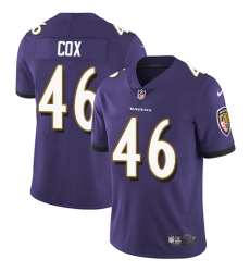 Youth Nike Baltimore Ravens #46 Morgan Cox Elite Purple Team Color NFL Jersey